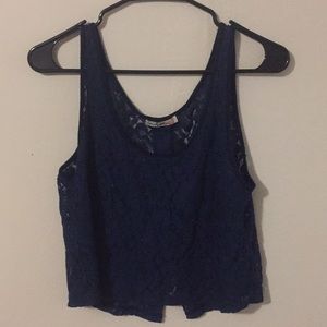 Blue lacey tank top